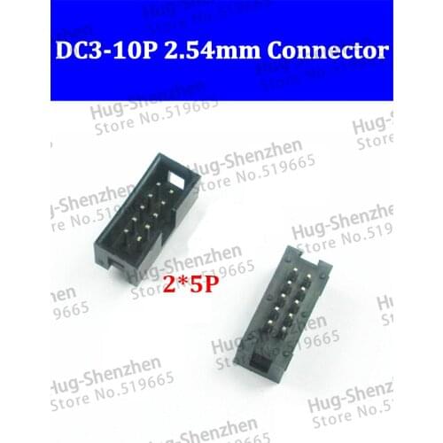 100pcs/lot DC3-10P JTAG ISP socket straight IDC Box headers connector 10Pins 2x5 2.54mm Pitch Box headers 10P female connecto