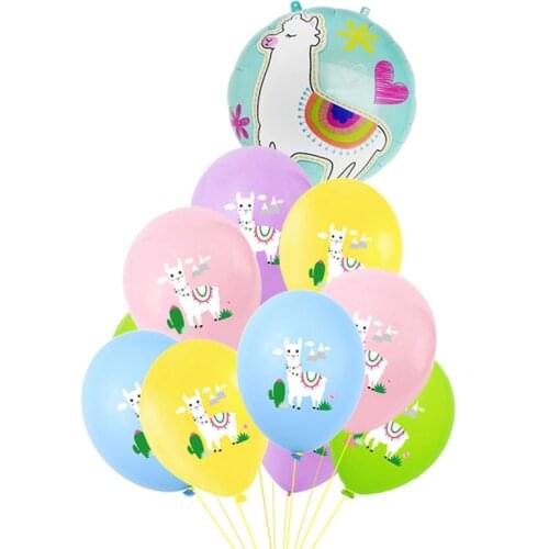 11pcs/set Cartoon Animal Alpaca Foil Latex Helium Balloon Cute Llama Inflatable Ballons Children Baby Birthday Party Decorations