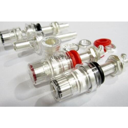 2pcs CMC 858-LU-AG Thick SIlver Plated Brass Speaker AMP Long Binding Post HiFi Banana Jack Connector Socket Panel Chassis Mount