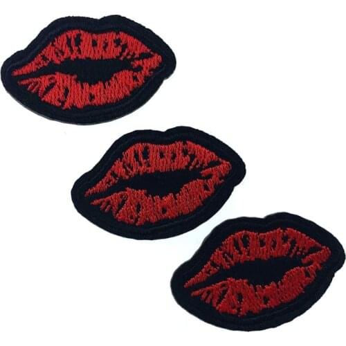 5pcs Cute mouth patch embroidery Iron On lip patches for clothing stickers fabric sewing garments accessories