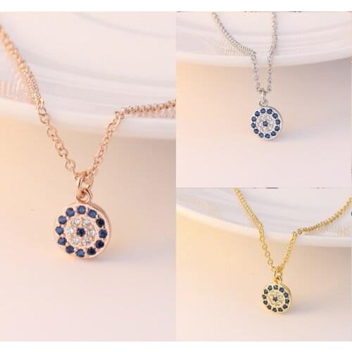 925 Sterling Silver Pin Devils Eye Necklace Short Blue Eye Round Collar Chain Pendant for Added Charm