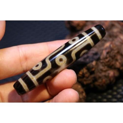 Big Treasure Talisman Magic Energy Tibetan old Agate 9 eye totem dZi Bead amulet 80mm FR ZZY timestown