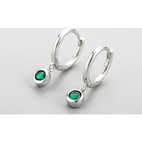 CEE11 925 Sterling Silver Green Zircon Hoop Earring for Women Small Hoop Earrings Jewelry Gifts