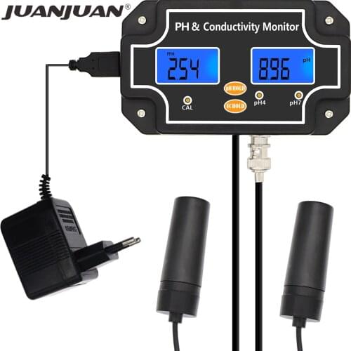 2 in 1 Digital PH EC Meter Water Quality Tester PH/EC-2681 Professional Waterproof Monitoring Double Display Tester 40%off