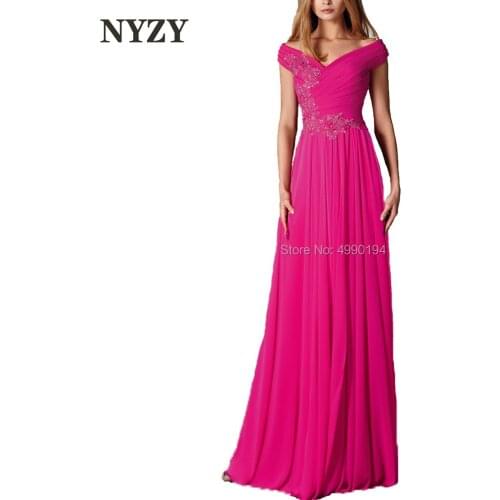 Elegant Pleats Chiffon Mother of the Bride Dresses 2020 NYZY M258 Fuchsia Vestidos de Madrina Formal Dress Robe Soiree