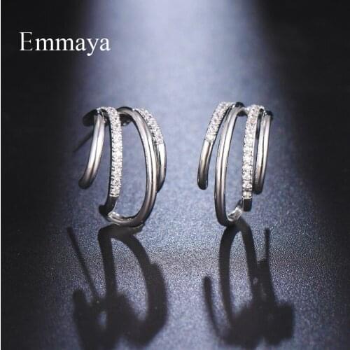 Emmaya New Arrival Semicircle Modern Design Earring For Women&Girls Noble Jewelry With Cubic Zircon Cool Ornament Party Gift