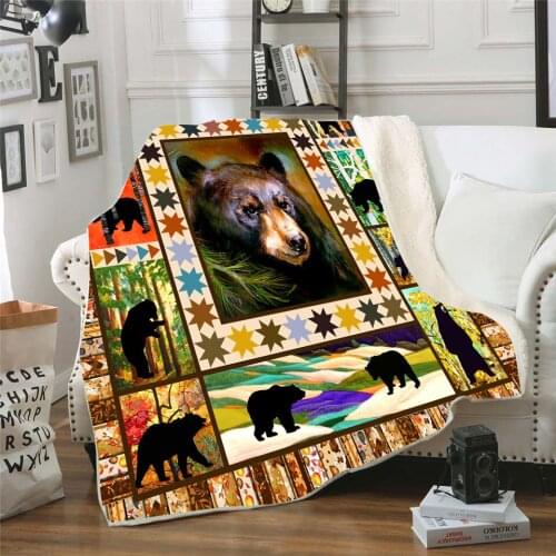 Bear 3D Printed Fleece blanket for Picnic Thick Fashionable Bedspread Sherpa Throw Blanket Drop Shipping 03