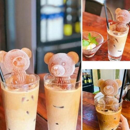 Ice Cube Mold Silicone Cute Animal Ice Cube Mold 3D Ice Cube Mold Bear Mold Silicone Creative Coffee Milk Tea Ice Cube