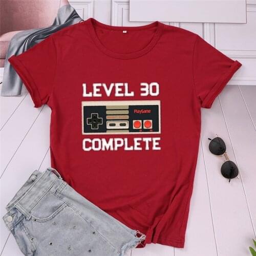 30th Birthday Level Complete Year Old Personalized T-Shirt Achievement Unlocked Gamer Video O Neck Short Sleeve Girl Top Tee y2k