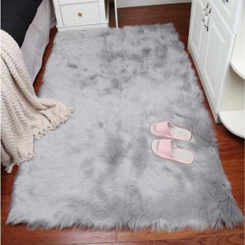 Artificial Wool Carpet Rectangle Faux Mat Seat Pad Skin Fur Plain Fluffy Area Rugs Washable Livingroom kids room carpet tapete