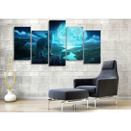 JIE DO ART Printed The Wolf and the planet Painting on canvas room decoration print poster picture canvas Free shipping
