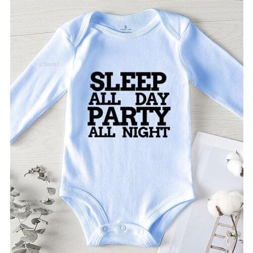 Jumpsuit Kids Autumn Newborn Baby Clothes Winter Toddler Romper Sleep All Day Party All Night Letter Print Baby Shower Gifts