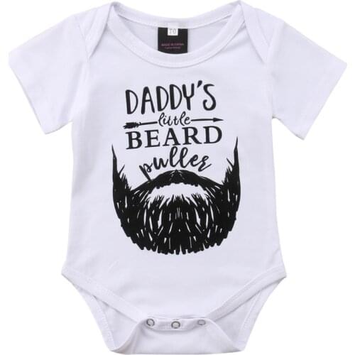 Emmababy 2019 Beard Newborn Toddler Baby Boy Girl Short Sleeve Romper Babygrows Outfits