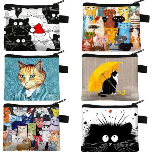 Cute Cat Girl Coin Purse Mini Portable Lady Coin Bag Shopping Storage Bag New Credit Card Wallet Girl Gift