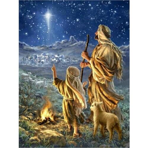 Square/round full 5d diamond painting shepherd lamb starry sky pattern 3d diamond mosaic handmade hobby diamond embroidery decor