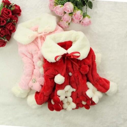 Girls Fur Coat Clothing With Pearl Flower Lace Autumn Winter Wear Clothes Baby Dress Children Faux Fur Clothes Jacket Style 2019