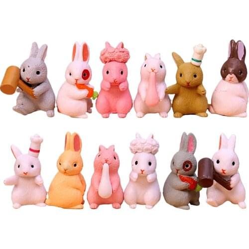 Miniature Bunny Figure Animal Rabbit Toys Fairy Garden Party Decor Ornament