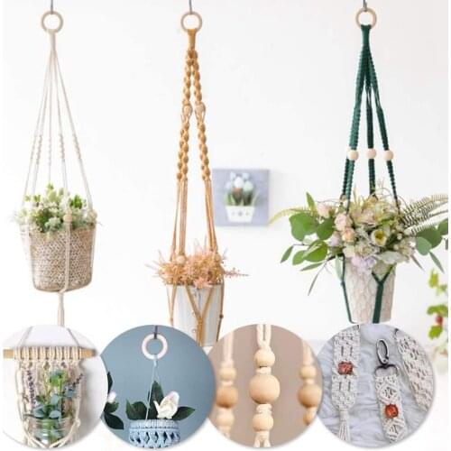MLGB Macrame Rope 3mm Macrame Cord Cotton Cord Rope with Wood Beads Wood Ring Wooden Stick for Home Decor DIY Plant Hangers
