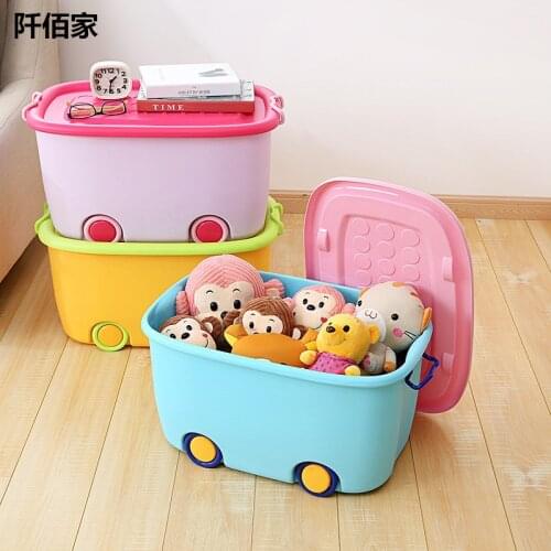 Multifunction Large 1Pcs PP Childlike Pulley Bin Storage Box For Toys Snacks Sundries Holder Office Cabinet With Sealed Cover