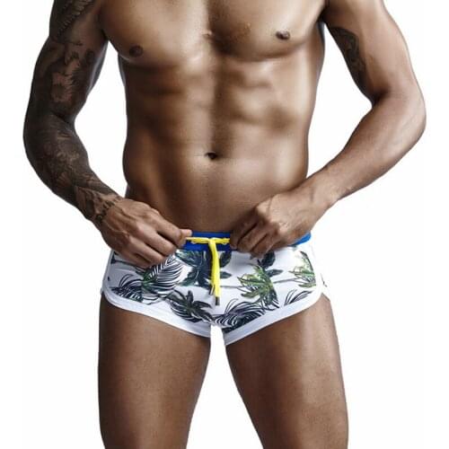 Men sexy low waist boxer swimwer 2021 new men swimming shorts summer swimsuit gay bikini swim trunks pool beachwear bathing suit