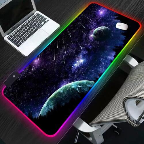 LED lights Keyboard Desk Mat RGB Starry sky milky way Mouse Mat Gaming Mousepad XL high Speed mouse pads anime mousepads mouse