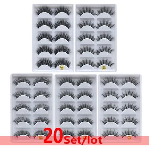 Wholesale 20 Set Natural false eyelashes thick 3d mink lashes long black soft mink eyelashes extension makeup eyelash faux lashe