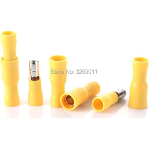 50PCS Crimp Terminal Butt Connector Male Female Pre-Insulating Joint 12 - 10 AWG MPD 5.5-195 FRD 5.5-195 yellow
