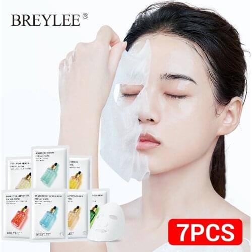 BREYLEE Retinol Vitamin C Face Sheet Mask Collagen Whitening Moisturizer Acne Treatment Serum Facial Anti Aging Skin Care 7pcs