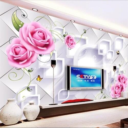 Wellyu Custom wallpaper rose vine diamond 3D TV background wall custom large mural wallpaper papel de parede para quarto