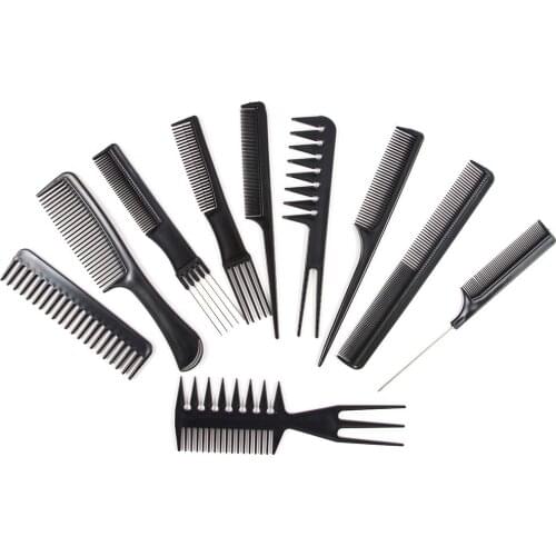 10pcs/Set Professional Hair Brush Comb Salon Barber Anti-static Hair Combs Hairbrush Hairdressing Combs Styling Tools Hair Care