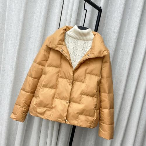 Autumn Winter 2021 Women Down jacket Fashion Long Sleeve Single-breasted Jackets Solid color Female Casual Outerwear
