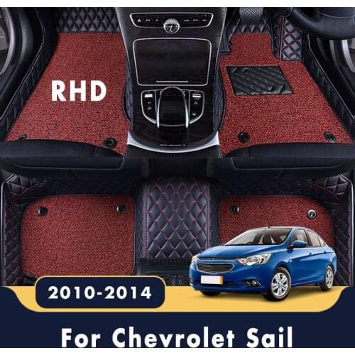 RHD For Chevrolet Sail 2014 2013 2012 2011 2010 Luxury Double Layer Wire Loop Carpets Leather Decoration Car Floor Mats Interior