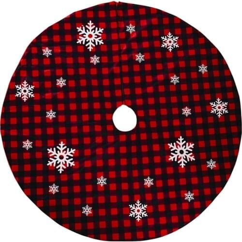 Christmas Tree Skirt Plaid Snowflake Ornament Carpet Floor Mat Base Cover Decor