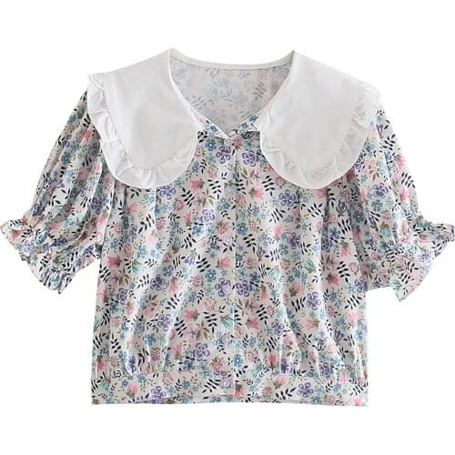 JC·KILIG 2021 Vintage Floral Foam Sleeve Shirt DP9412
