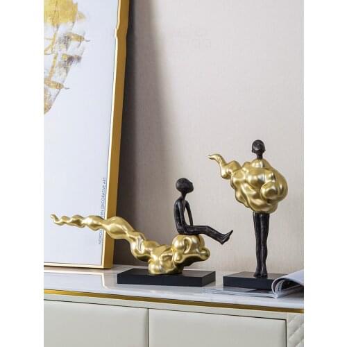 Modern Feng Shui Xiangyun Characters Resin Ornaments Home room Desktop Figurines Crafts Hotel Wine Cabinet Sculpture Decoration