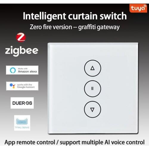 2021 Tuya Zigbee Smart Touch Curtain Switch Alexa Voice Remote Control 86 Panel Tuya Smart APP Timing For Google Home Alexa