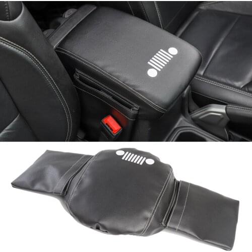 YCCPAUTO 1Pcs Leather Armrests Box Pad Cover For Jeep Wrangler JL 2018+ Accessories Armrest Box Storage Bag Car Styling
