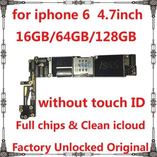 16gb 64gb 128gb Factory unlocked motherboard for iphone 6 Original mainboard with / No fingerprint with clean icloud logic board