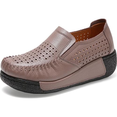 Women Flats Comfortable Loafers Shoes Woman Breathable Leather Hollow Out Sneakers Women Fashion Black Soft Casual Shoes Female