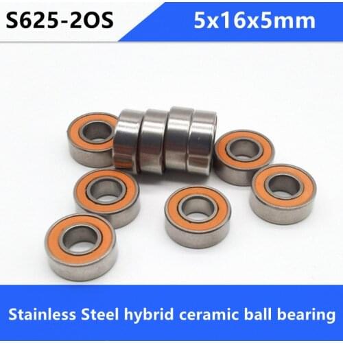 10pcs S625-2RS S625 2RS 625 ABEC-7 5x16x5mm Fishing reel bearing stainless steel hybrid ceramic bearing 5*16*5mm