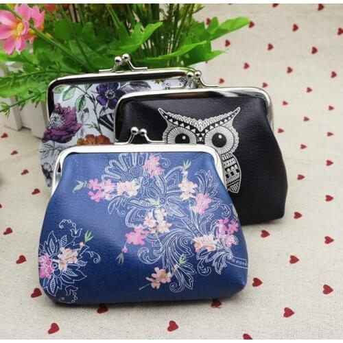 10pcs/lot Coin Purses Women PU Bird Floral Printed Waterproof Protable Hasp Wallet