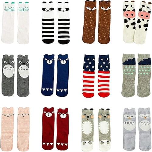 12 Pairs Girl Socks 0-5 Years Old Cotton Knee High Socks Lovely Long Childrens Knee Socks Baby Girls Socks Toddler Socks