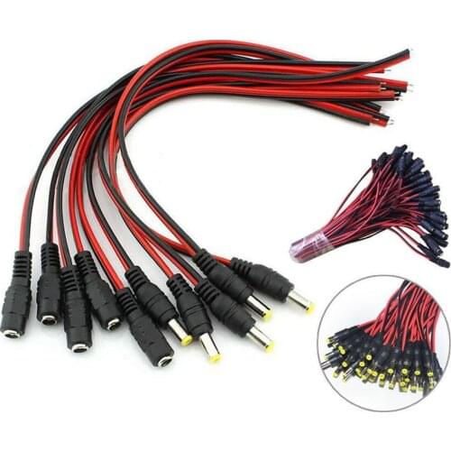12V DC Power 5.5x2.1mm Pigtail Male Female Cable Plug CCTV Camera LED Light, 5 set Male+Female