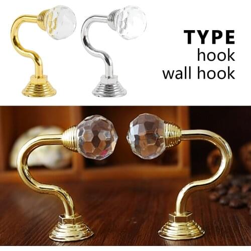 2pcs Retro Crystal Glass Curtain Holdback Hooks Wall Tie Back Hooks Hanger Holder Drawer Handle Curtain Accessories Hanger Hooks