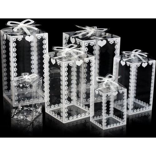 20Pcs/Lot PVC Transparent / White Plastic Box Small Gift Boxes Sugar Candy Jewelry Packaging Box 0.2mm Thick PVC Box