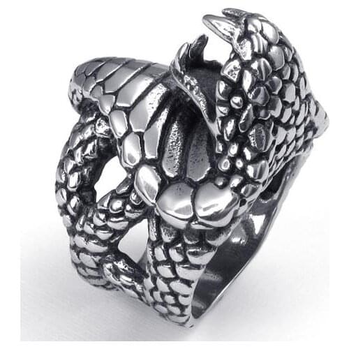 27mm High Quality Fashion King Cobra Stainless Steel Rings Charm Punk Men Snake Ring Handsome Jewelry 073498