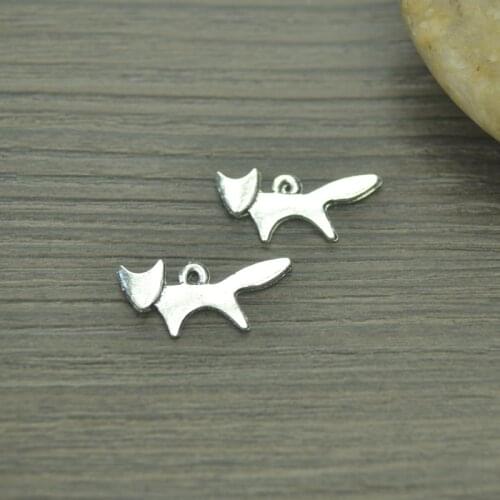 40 pcs/lot fox Antique Silver Plated Bracelets Charm Pendants Fashion Jewelry Making Findings DIY Charms Handmade D972