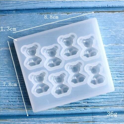 8 With Bear Shape Silicone Mold Epoxy Resin Mirror DIY Fondant Cake Decoration Mold Earring Pendant Jewelry Bear Silicone Mold