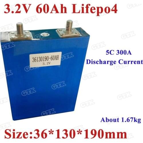4pc Lifepo4 3.2v high capacity 60Ah battery 5C 300A discharge diy battery pack for 12V 24V electric car Electric motorboat ebike