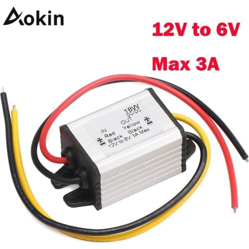 12V to 6V Converter Car Power Converter Buck Voltage Regulator 3A 18W Waterproof High Efficiency Step Down Volt Module Power